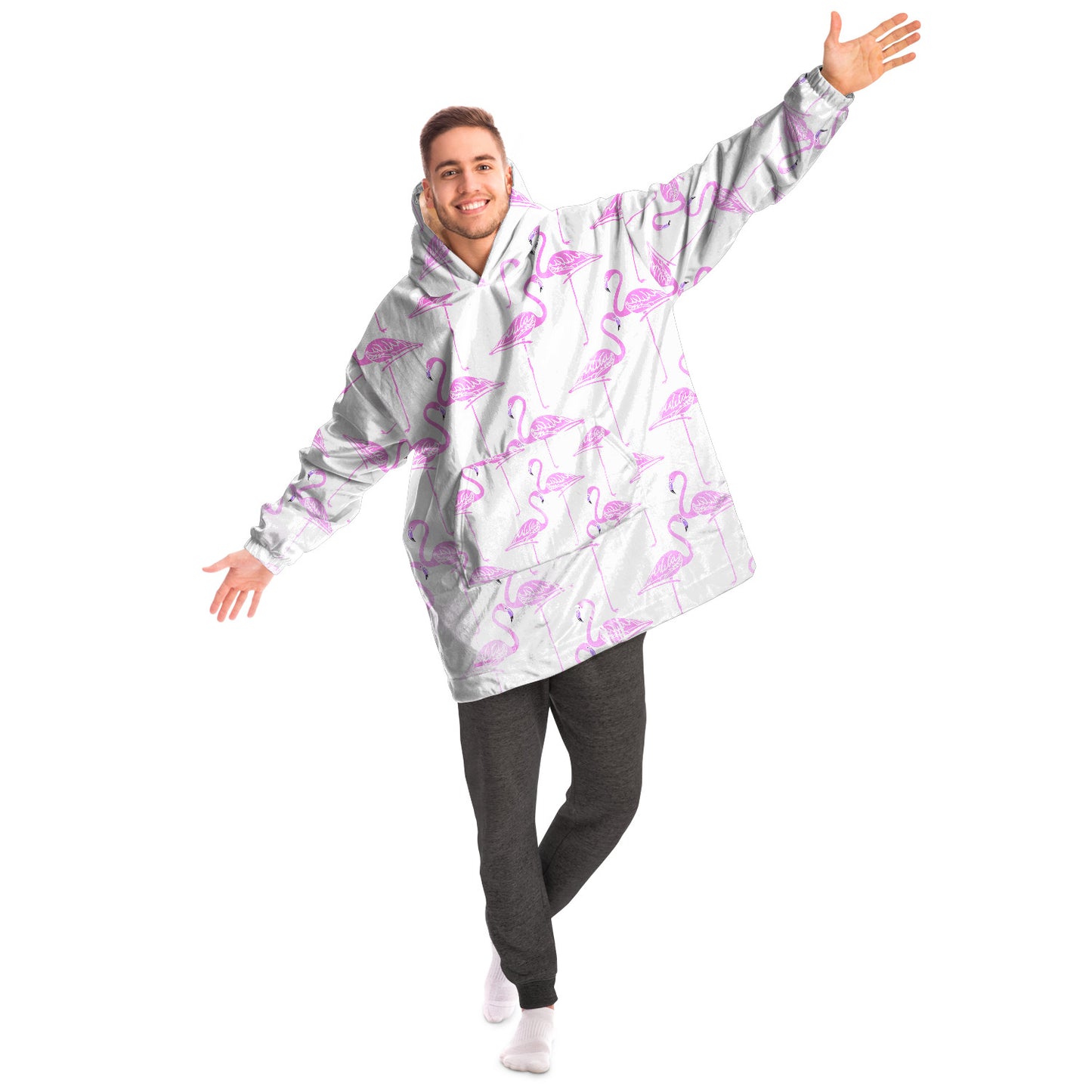 Flamingos Hoodie Blanket