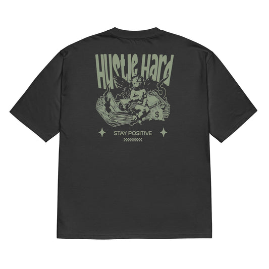 Hustle Oversized Tshirt - Faded Black Unisex