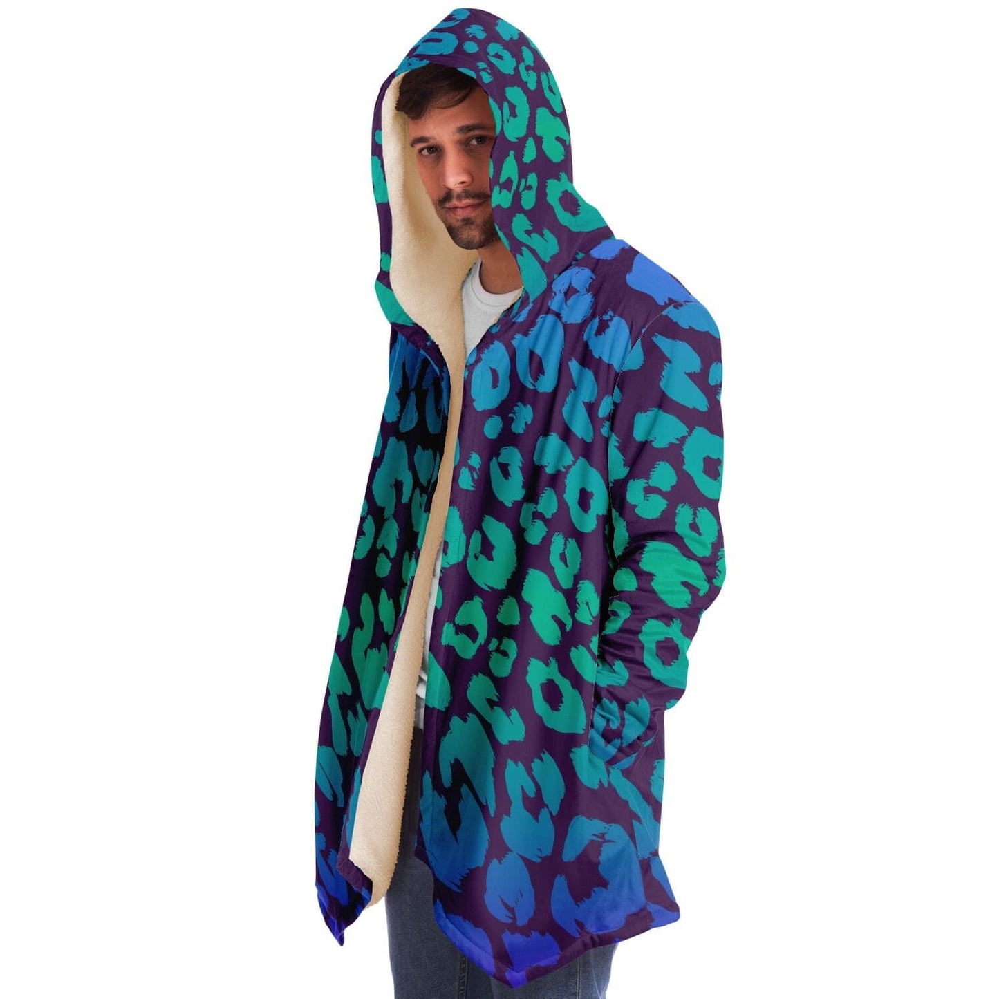Blue Leopard Hooded Cloak