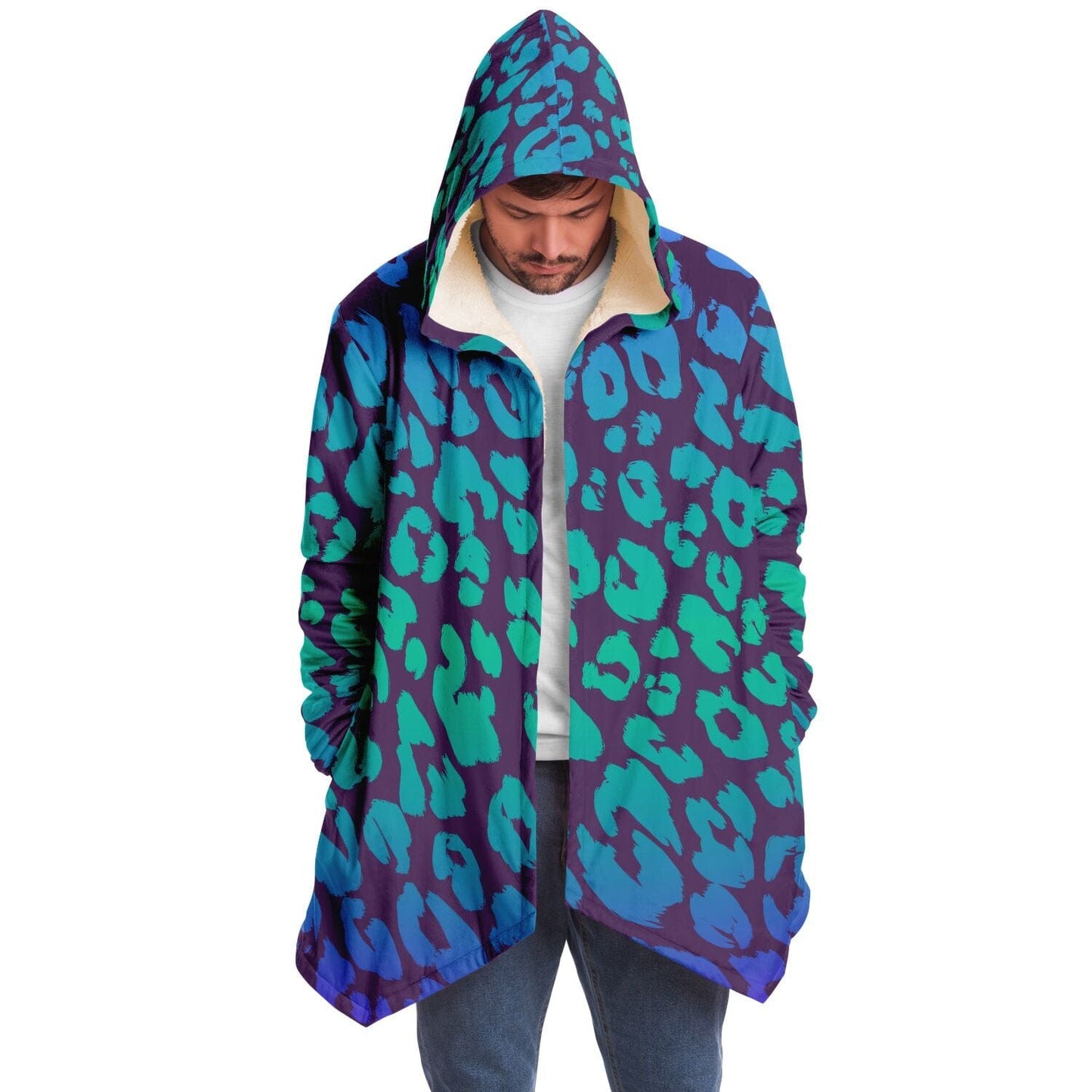 Blue Leopard Hooded Cloak