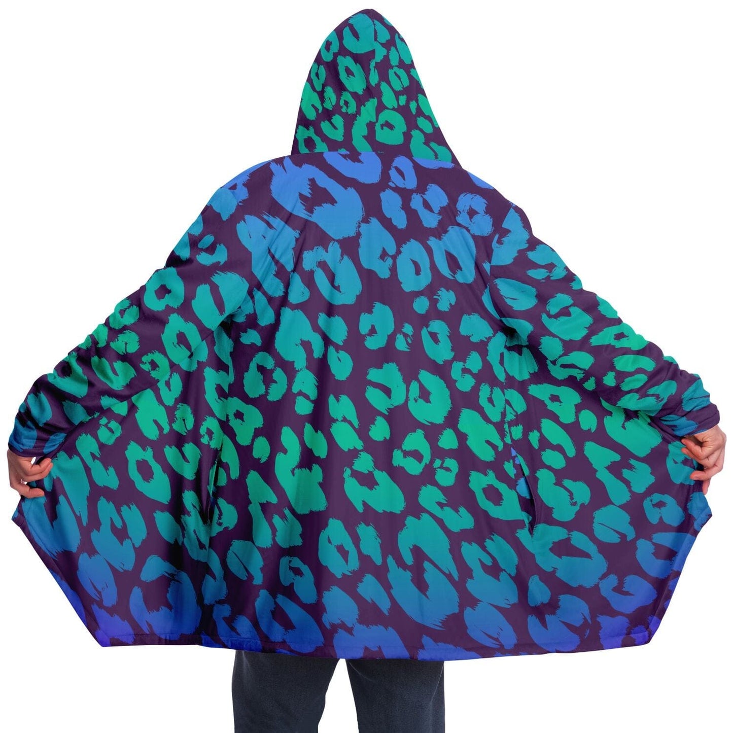 Blue Leopard Hooded Cloak