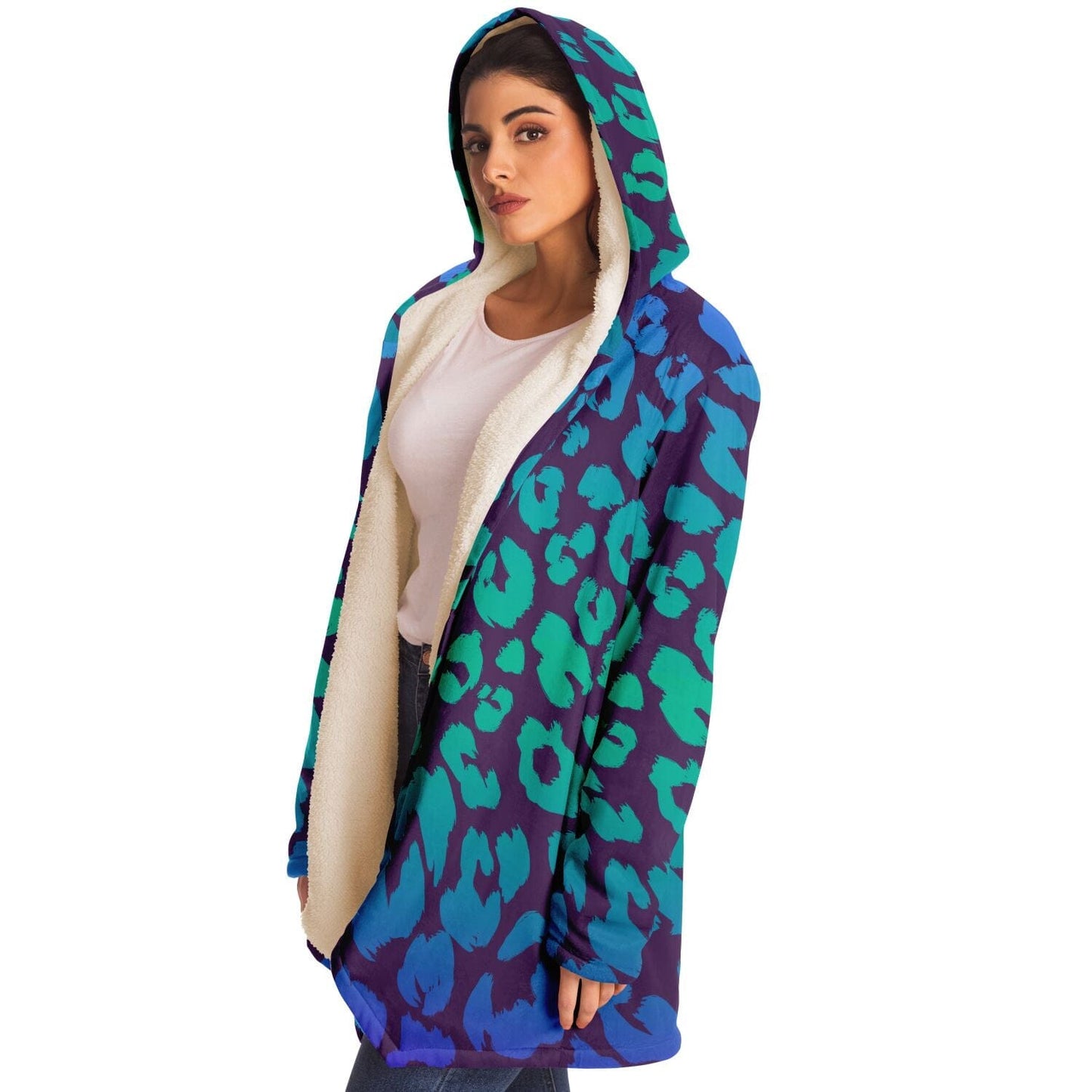 Blue Leopard Hooded Cloak
