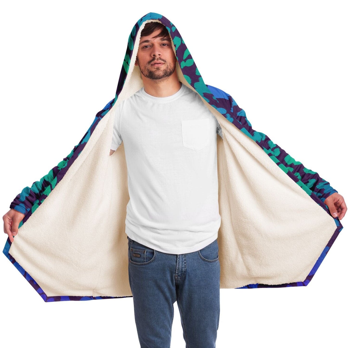 Blue Leopard Hooded Cloak