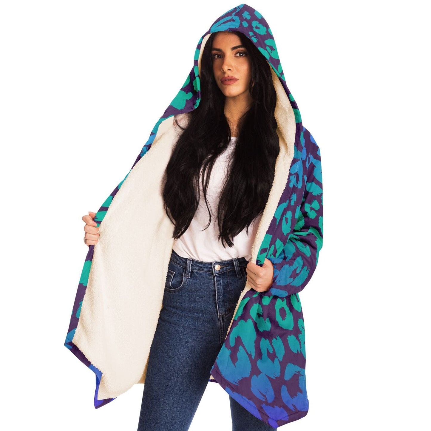 Blue Leopard Hooded Cloak